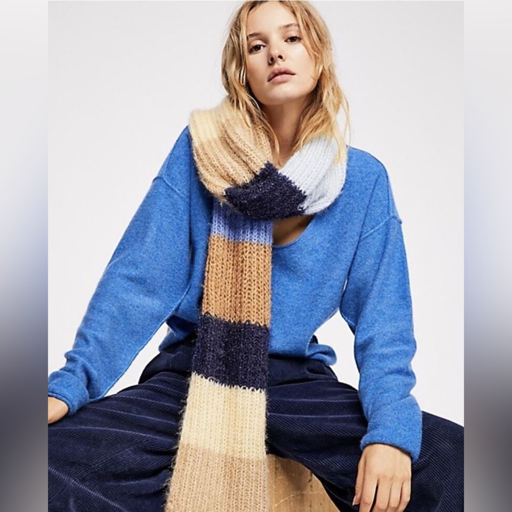 Free People Color Block Knit Scarf